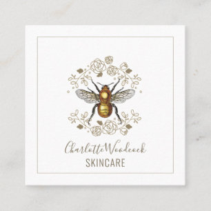 Skincare Esthetician Golden Bee en Roos Laurel Vierkante Visitekaartje