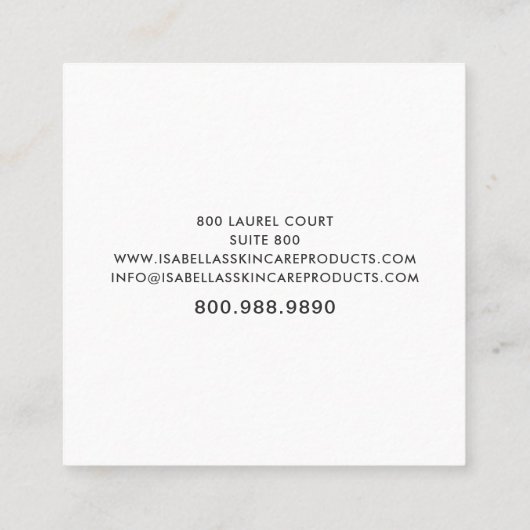 Skincare Esthetician Make-up Artist Gold Folie Wit Vierkante Visitekaartje (Achterkant)