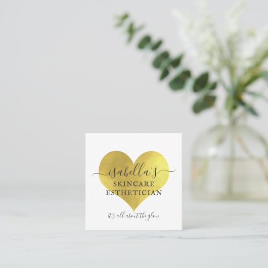 Skincare Esthetician Make-up Artist Gold Folie Wit Vierkante Visitekaartje (Staand voorkant)