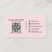 Skincare Esthetician QR Code Blush Pink Visitekaartje (Achterkant)