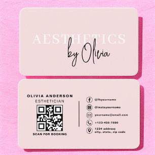 Skincare Esthetician QR Code Blush Pink Visitekaartje