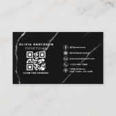 Skincare Esthetician QR Code Zilver Zwart Marmer Visitekaartje (Achterkant)