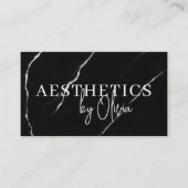 Skincare Esthetician QR Code Zilver Zwart Marmer Visitekaartje (Voorkant)