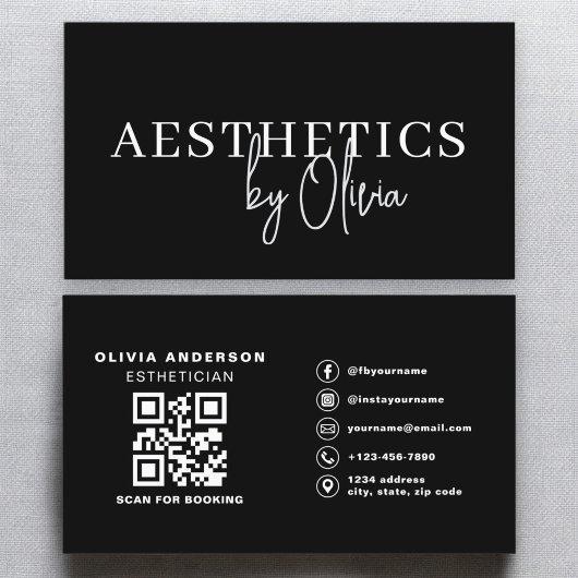 Skincare Esthetician QR Code Zwart Wit Visitekaartje