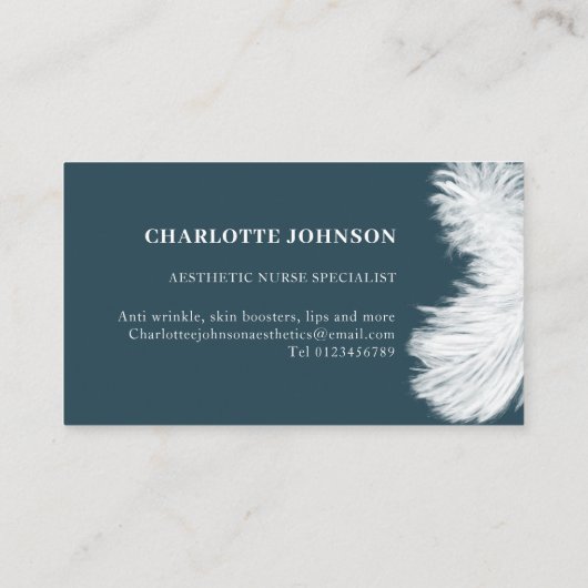 Skincare Health Professional Modern Blue Feather Visitekaartje (Achterkant)