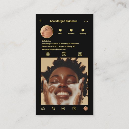 Skincare Instagram Fotogrid QR-code Visitekaartje (Voorkant)