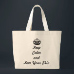 Skincare Lovers "Hou kalm en hou van je huid" Grote Tote Bag<br><div class="desc">Wat een schattig tas om je producten en catalogus mee te nemen als je een Skincare consultant bent met Avon, Mary Kay, Arbonne of een ander bedrijf. Ook geweldig gespreksstuk!</div>