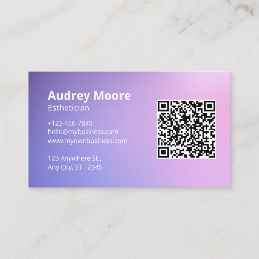 Skincare make-up esthetische diensten Logo QR-code Visitekaartje (Voorkant)