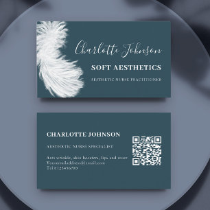 Skincare Nurse Modern Blue Feather QR-code Visitekaartje