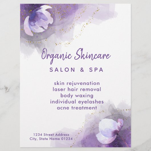 skincare paarse waterverf flyer (Voorkant)