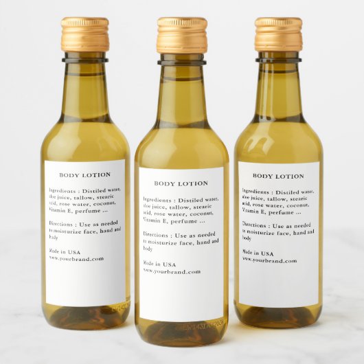 SkinCare Product Ingredient Label Wijn Etiket (Flessen)