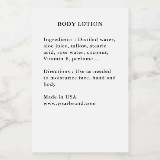 SkinCare Product Ingredient Label Wijn Etiket (Enkel label)