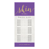 Skincare Salon Spa Estheticiaans Paarse prijslijst Reclamekaart (Achterkant)