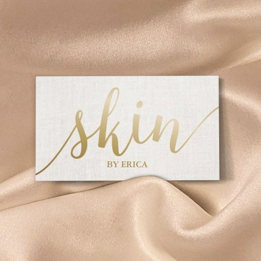 Skincare Salon Spa Esthetician Elegant Gold Script Visitekaartje