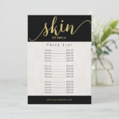 Skincare Salon Spa Esthetician Elegant Price List (Staand voorkant)