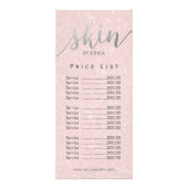 Skincare Salon Spa Esthetician Elegant Price List Reclamekaart (Voorkant)