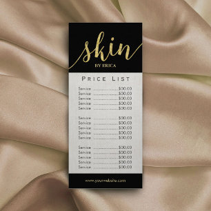 Skincare Salon Spa Esthetician Elegant Price List Reclamekaart