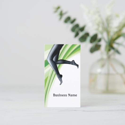 Skincare Salon Spa Green Waves Girl Legs Visitekaartje (Staand voorkant)