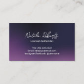 Skincare Spa Estheticien Elegant Paarse esthetica Visitekaartje (Achterkant)