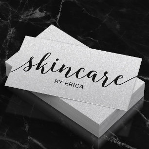 Skincare Typografie Elegant Esthetician Silver Visitekaartje