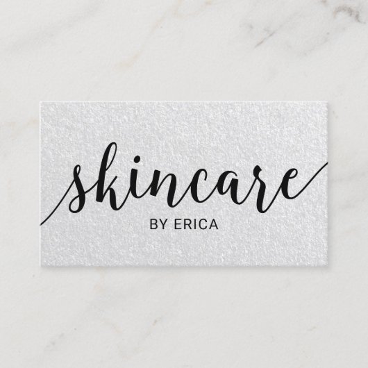 Skincare Typografie Elegant Esthetician Silver Visitekaartje (Voorkant)