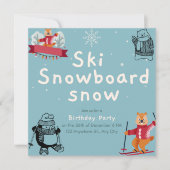 Sking Birthday Party Slopes Ski Snowboard Snow Kaart (Voorkant)
