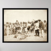 Skinning Rundvee in Pine Ridge Reservation SD 1887 Poster (Voorkant)