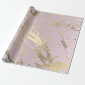 Skinny Amethyst Gold Marble Shiny Glam Abstract Cadeaupapier (Uitgerold)
