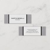 Skinny Black White Grey Minimalist Modern Mini Visitekaartje (Voorkant / Achterkant)