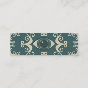 Skinny Blauwgroen Damask Eyeball Psychic Reader-ka Mini Visitekaartje