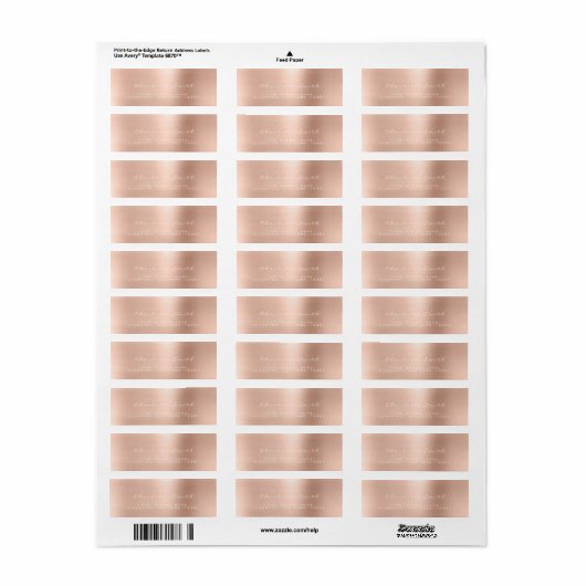 Skinny Blush Roze White Return Address Labels (Full Sheet)