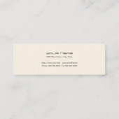 Skinny Business Card Template Standard Paper Cream Mini Visitekaartje (Achterkant)