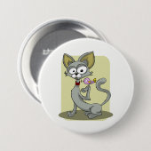 Skinny Cat and Pink Bird Ronde Button 7,6 Cm (Voorkant /achterkant)