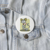 Skinny Cat and Pink Bird Ronde Button 7,6 Cm (In situ)