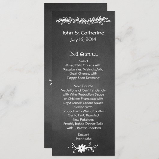 Skinny Chalkboard het Menu van de Lijst van het We (Voorkant / Achterkant)