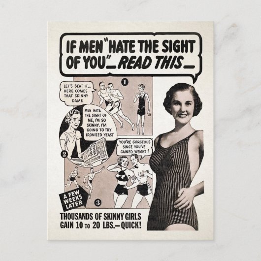  Skinny Dame Ad Briefkaart (Voorkant)