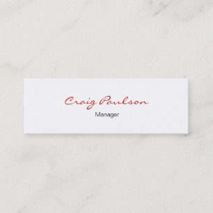 Skinny Elegant Script White Red Visitekaartje