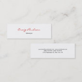 Skinny Elegant Script Wit Rood Visitekaartje (Voorkant / Achterkant)
