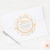 Skinny Finger Starfish Bruiloft Welkom Ronde Sticker (Envelop)
