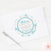 Skinny Finger Starfish Bruiloft Welkom Ronde Sticker (Envelop)