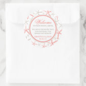 Skinny Finger Starfish Bruiloft Welkom Ronde Sticker (Tas)