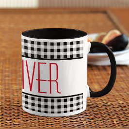 Skinny Font Naam Buffalo Check 11oz Combo Koffie Mok