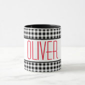 Skinny Font Naam Buffalo Check 11oz Combo Koffie Mok (Midden)