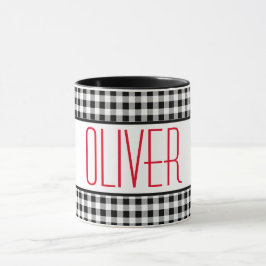 Skinny Font Naam Buffalo Check 11oz Combo Koffie Mok