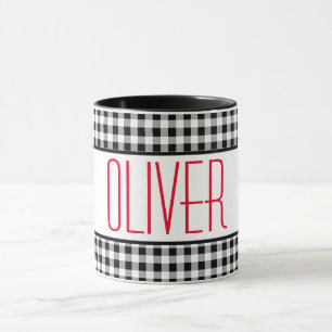Skinny Font Naam Buffalo Check 11oz Combo Koffie Mok