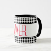 Skinny Font Naam Buffalo Check 11oz Combo Koffie Mok (Voorkant rechts)