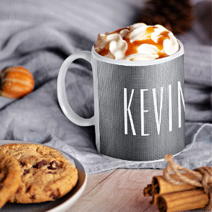 Skinny Font Naam, Textured Metal 11oz Coffee Mok