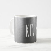 Skinny Font Naam, Textured Metal 11oz of 15oz Koffiemok (Voorkant links)