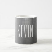 Skinny Font Naam, Textured Metal 11oz of 15oz Koffiemok (Center)