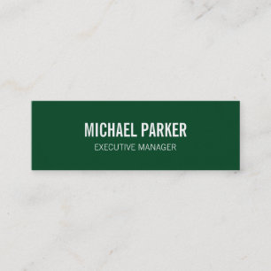 Skinny Forest Green Bold Text Stylish Professional Mini Visitekaartje